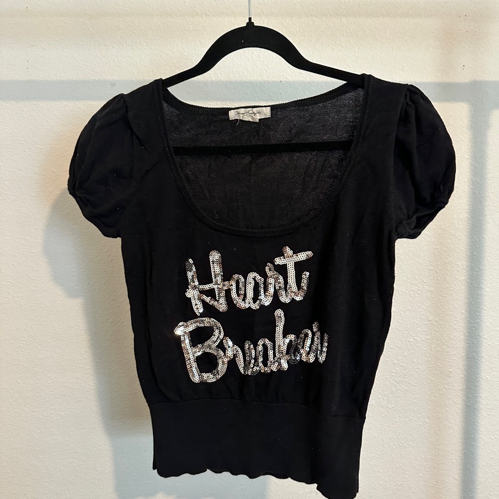 Forever 21 Black Fitted Sequin Blouse